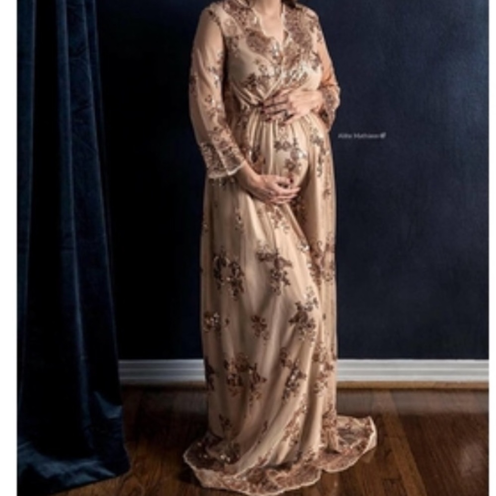 Leah Maria Couture Sequin Maternity Rose Gold